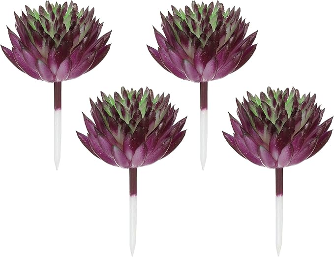 PATIKIL Mini Artificial Succulents, 4 Pack Unpotted Faux Succulent Picks Fake Succulent Plants for Home Landscape Decoration, Dark Purple Green