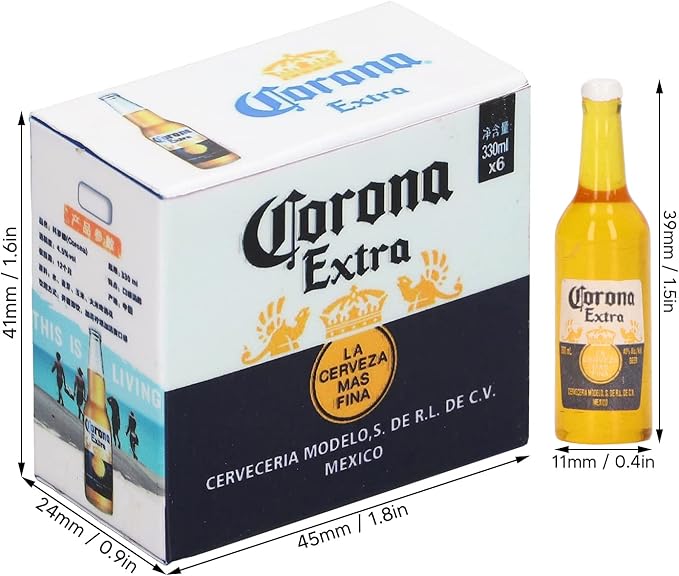 HilBeliFU 8Pcs Mini Beer Bottles, 1:12 Vivid Details Miniature Beer Bottle with Box, Beer Bottle Model, Plastic Beers Bottles Prop for Home Decoration, DIY Crafts, 1.5x0.4in