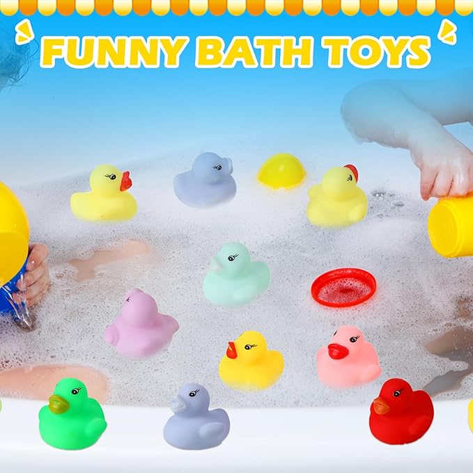 Seematn 600 Pieces Mini Rubber Duck in Bulk Bath Toys Set Bulk Mini Colorful Ducks Baby Shower Toy Birthday Party Decorations Favors Gift Summer Beach Pool Activity Carnival Game