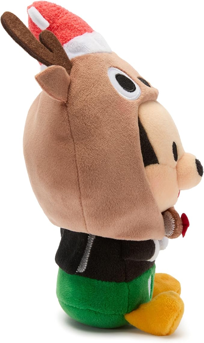 Disney Store Official Mini Mix-Its Plushies – Mickey Mouse Holiday - Cute Stuffed Animals - Mix & Match Detachable Hats - Hook and Loop Strap - Plush Toys for Kids and Collectors, 7 Inch