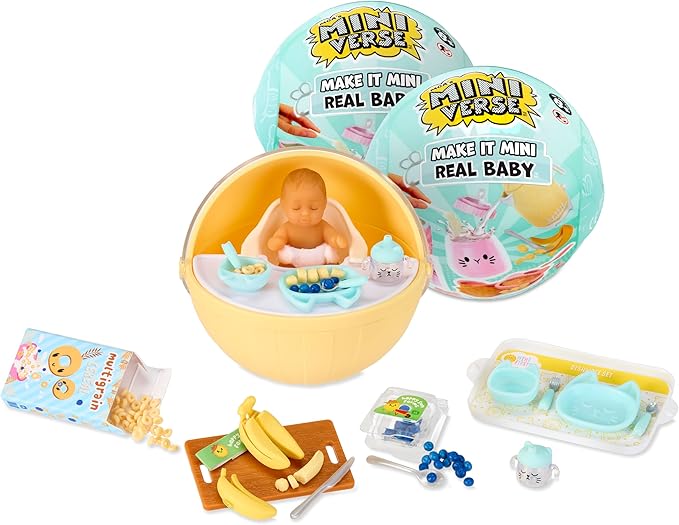 Make It Mini Real Baby Make It Mini Baby Food (2 Pack) Mini Collectibles - Mystery Blind Packaging, DIY, Realistic, Playset and Accessories, Replica Food, Toy for Girls, Gifts 8+, NOT Edible