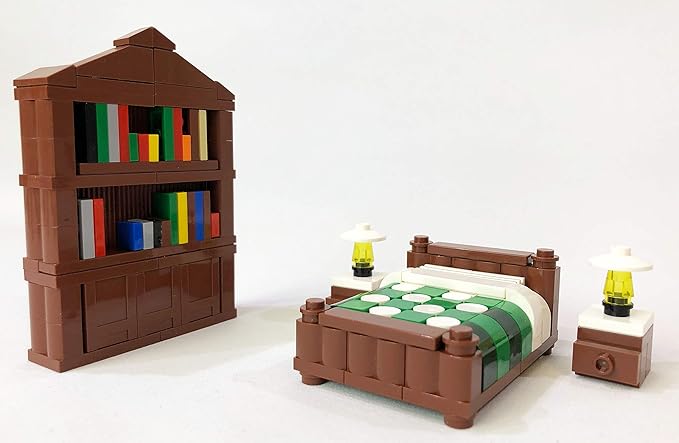 Brick Loot Toy Building Blocks Furniture Set – Minifigure City for Adults & Kids Age 6+, 100% Compatible with Lego & Major Brands, Includes Sofa, Bed, Bookshelf, TV, 236 Pieces