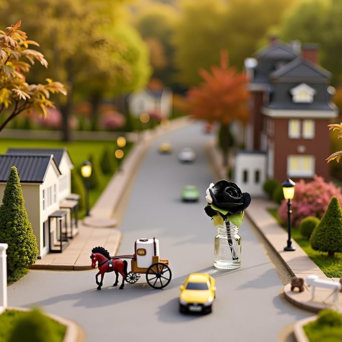 Mini Dollhouse Miniature Vase Micro Landscape Colorful Flower Glass Bottle Miniature Decoration for 1:12 Scale Dollhouse Scene Props Décor Accessoriesecor (White and Black)