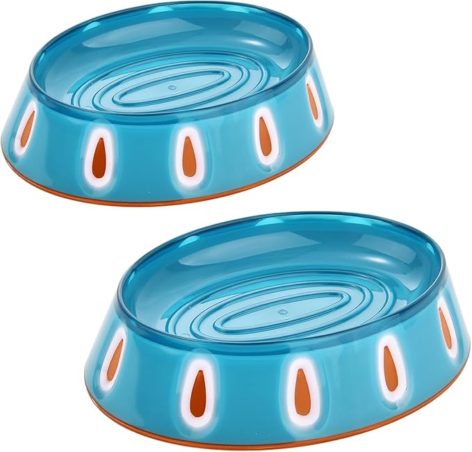 BQTBMU Soap Dish Set of 2, Cute & Modern Plastic Bar Soap Holder, 2-Pack Decorative Soap Tray with Internal Draining Ridges to Keep Soap Dry, for Bathroom Sink, Kitchen Sink (Ocean Blue/White/Orange)