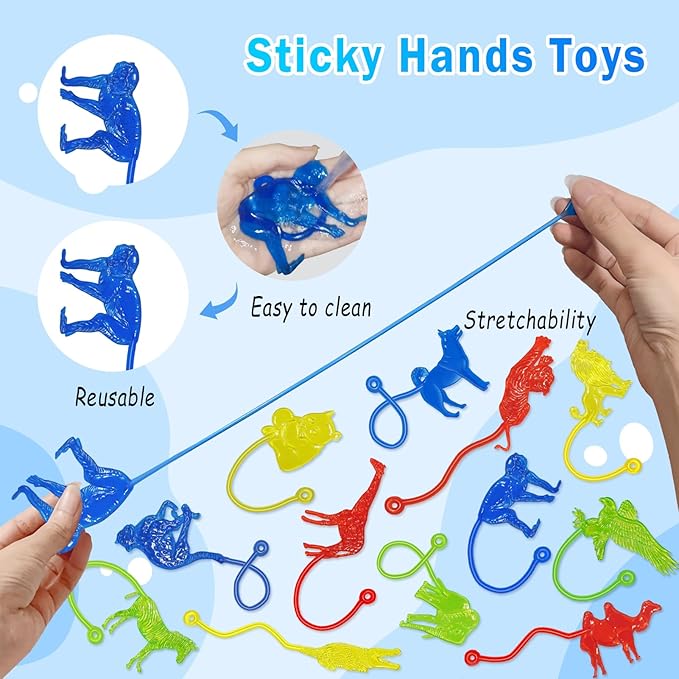 Sticky Hands Bulk 36PCS Forest Animal Party Favors for Kids Stretchy Sticky Hand Fidget Toys Goodie Bag Stuffers Treasure Box Toys for Classroom Prizes Birthday Party Supplies Easter Egg Fillers