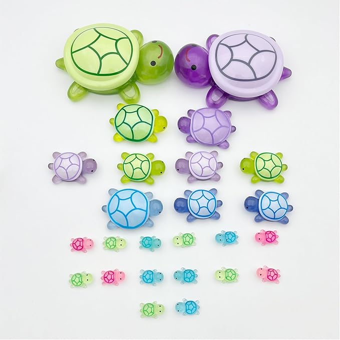 20 Pcs Turtle Family Resin Ornament Sea Turtle Models Statues Tortoise Decor Accessories Miniature Animal Decoration for Fairy Garden Micro Landscape Fish Tank Plant Bonsai Dollhouse (Blue)