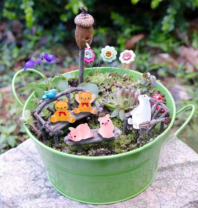 130 Pcs Luminous Mini Resin Animals Bulk, Glow in The Dark Ducks, Frogs, Pandas, Rabbits, for Fairy Garden, Micro Landscape, Aquarium and Potted Plant Decorations