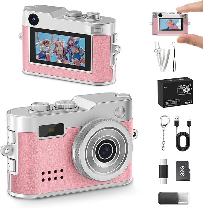 Keychain Camera, 1080P Y2K Vibe Camera, 32GB SD Card, 80 Min Record, Pocket-Sized Birthday Gift for Best Friends, Travel & Campus Life