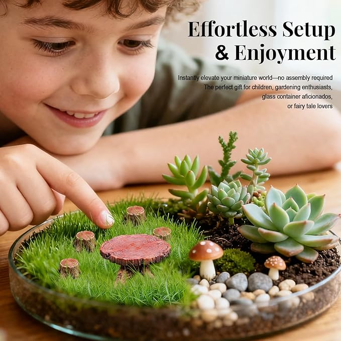 Fairy Garden Accessories Kit with Miniature Table and 4 Chairs, Dollhouse Furniture Set for Terrarium, Mini Garden Outdoor Decor, Fairy Village