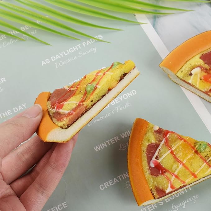 Luckforest Artificial Pizza Slices, 4 Pcs Fake Pizza Slices Models Simulation Realistic Bread Food Models for Home Kitchen Bread Shop Display Photography Props