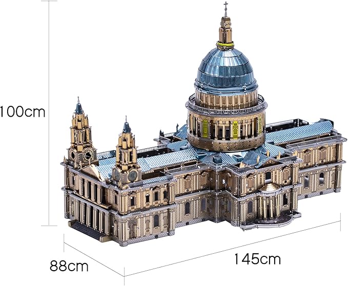 MU 3D Metal Puzzle for Adult Saint Paul's Cathedral, Assembled Religious Architecture Notre Dame Cathedral Model Kits Miniature Building, Birthday Gift Home Decor