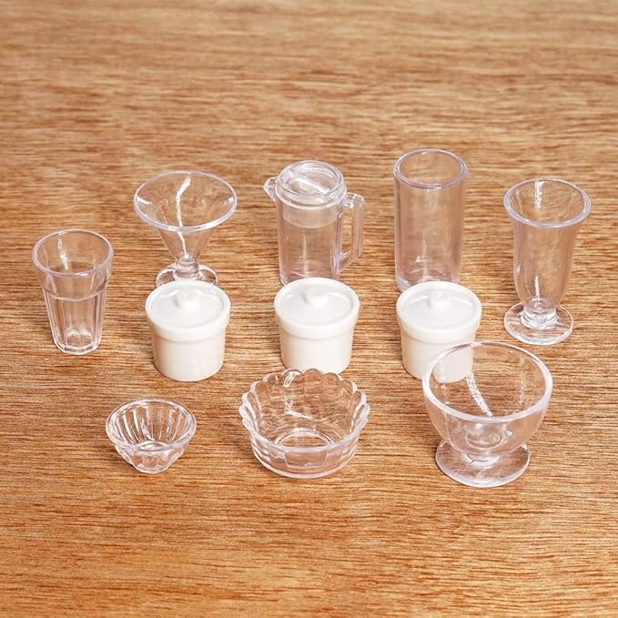 Odoria 1/12 Miniature Bowls and Glasses 11Pcs Dollhouse Decoration Accessories