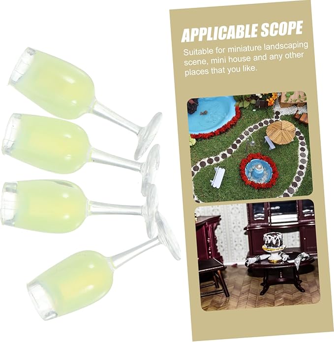 Housoutil 2sets Dollhouse Flutes Doll House Accessories Mini Wine Glasses Dollhouse Accessories Miniature Goblet Cups Bottles Mini Cups Prop Miniature Cups Mini Cups Model Resin 4pcs*2