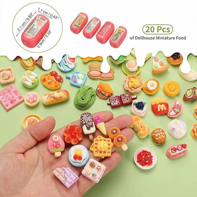Dollhouse Miniature Food, Cute Mixed Sausage Figures Toys Mini Resin Foods Trinkets for Pretend Play Kitchen Cooking Game & Doll House Decor (Red, 20pcs)