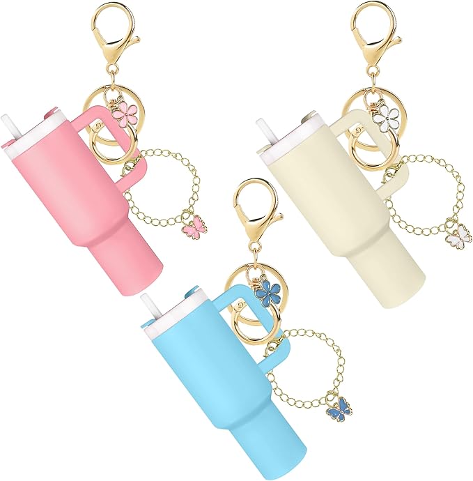 ERTUNA Mini Tumbler Keychain Accessories for Stanley Cup, 2 Way Cute Charms Chapstick Lip Balm Holder for Women Purse Handbag