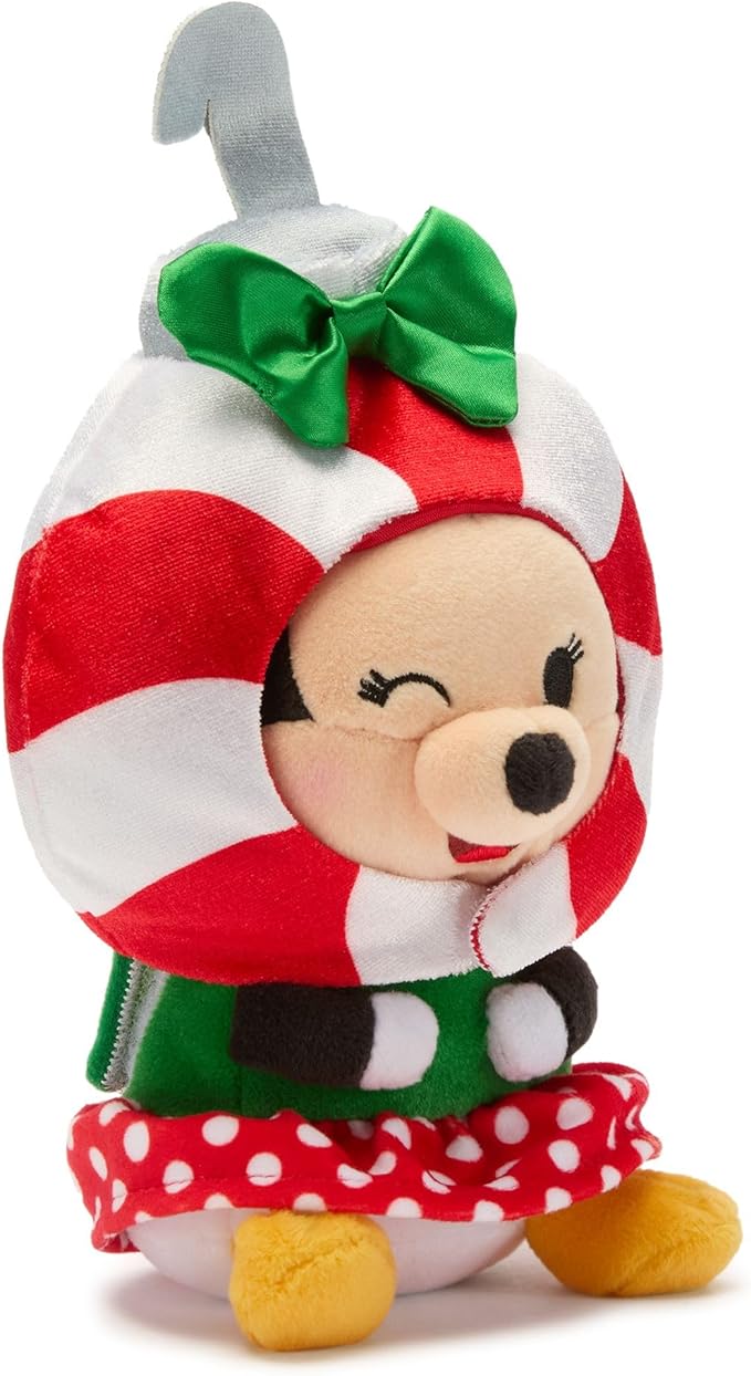 Disney Store Official Mini Mix-Its Plushies – Minnie Mouse Holiday - Cute Stuffed Animals - Mix & Match Detachable Hats - Hook and Loop Strap - Plush Toys for Kids and Collectors, 7 Inch