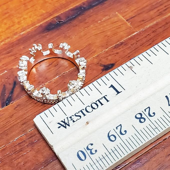 Miniature Gold Crown, Dollhouse Tiny Miniature Crown, with Diamond Rhinestones, Fairy Crown, for Fairy Tale Garden, Dollhouse Miniature, Terrarium, Diorama (5PCS)
