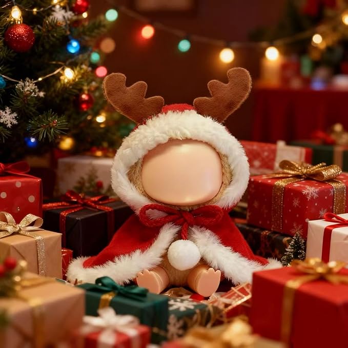 Christmas Doll Clothes for 17cm Dolls, One-Piece Christmas Cloak Outfits for Clothes Set, Fashion Christmas Cloak