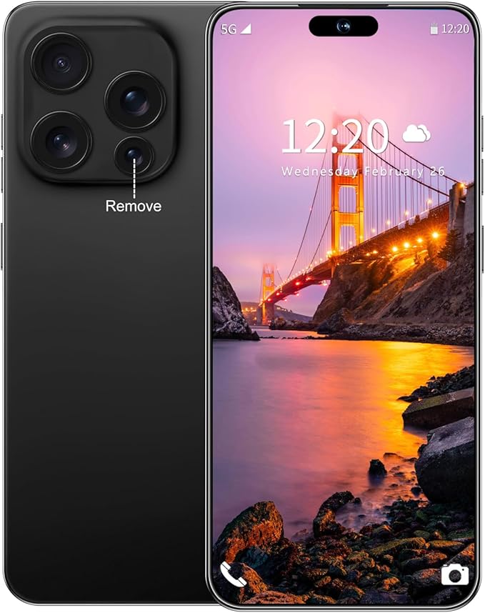 Huness I16PROMAX 16+1TB Smartphone Unlocked Cell Phone,6.99" HD Screen Unlocked Phones,Battery 7000mAh Android 14,Face ID/Fingerprint Button unlock/Photos/5G/Dual SIM/GPS (Black, 16+1TB)