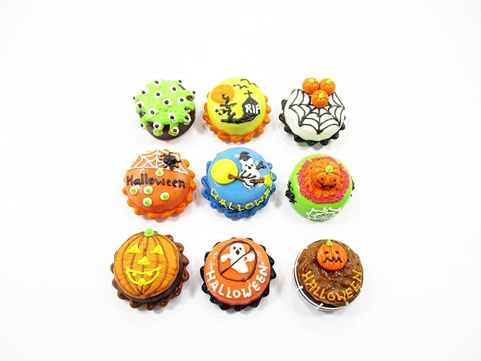 Dollhouse Miniature Food 9 Mini Halloween Mixed Cake 1.5 cm Bakery Supply 16081