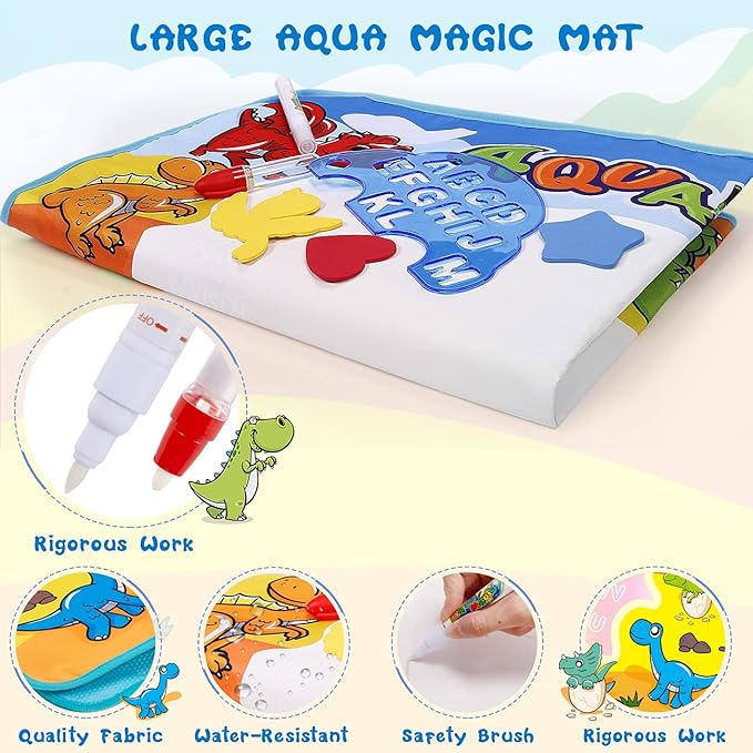 2025 Trending 1-4 Year Old Toddlers Painting Toy Water Doodle Mat for Girls and Boys Dinosaur Coloring Pad for Kids Age 1 2 3 4 Magic Drawing Board Educational Christmas Birthday Gifts for Education
