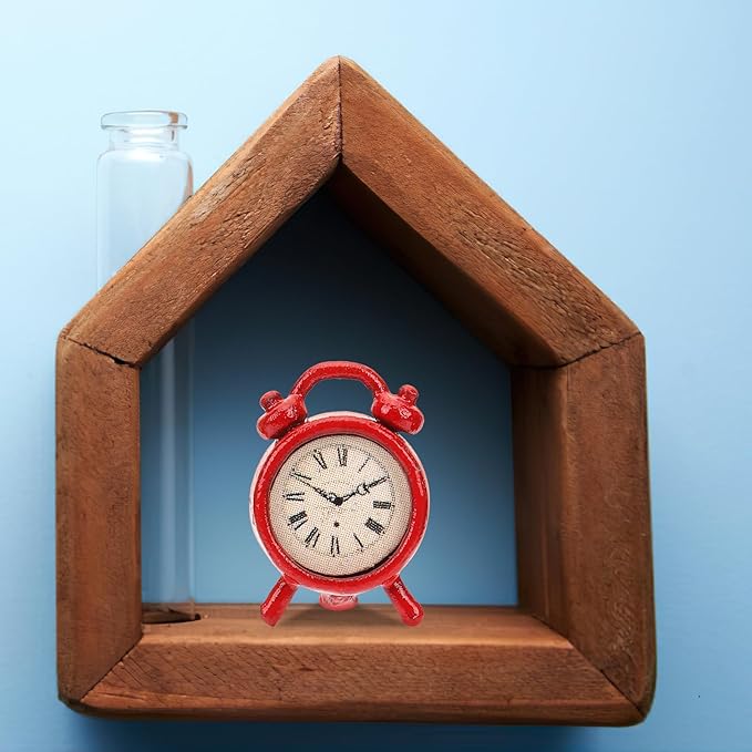 STOBOK 4Pcs Miniature Alarms Dollhouse Decoration Accessories, Cute Tiny Alarm Clocks Miniture House Clock for DIY Craft Minihouse Accessories 1:12 Scale Miniature Scene Dollhouse Ornaments
