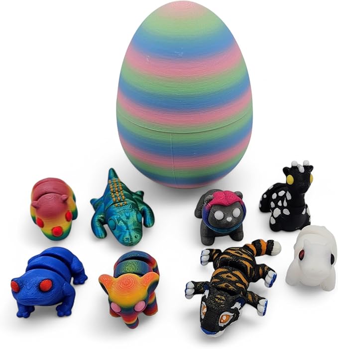 Mystery Mini Animal Packs - 3D Printed Articulating Figurines - Unique and Fun Designs Includes Mystery Egg - Stress Relief (Jungle Pack)