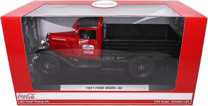 1931 Ford Model AA Pickup Truck Red and Black Go Refreshed - Drink Coca-Cola 1/24 Diecast Model Car by Motor City Classics