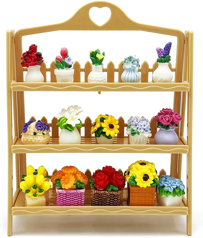 TAC IBEX Miniature Flower Figurines 15 Pcs Mini Plants Office Desk Decoration Tiny Resin Flowers Figures Accessories Ornament Bonsai Landscape