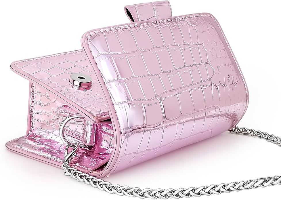 NovaKnot Metallic Mini Crossbody Purse, Evening Clutch Bag with Removable Chain Strap, Small Purse for Women, Not for Phones
