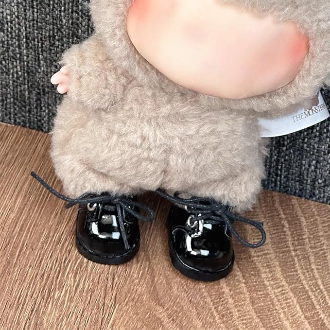 Compatible with Labubu Doll Shoes for 17cm Doll,Shoes Used for Labubu Accessories(P-Black)