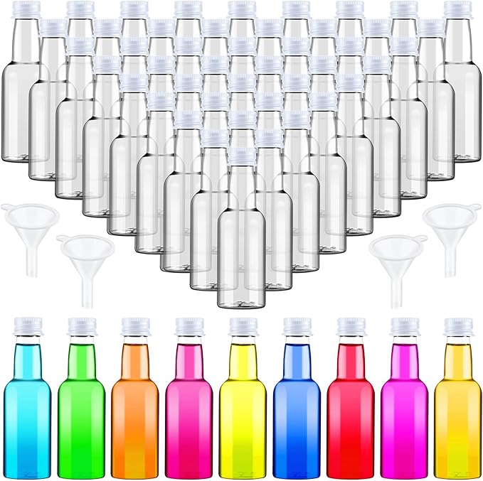 Tessco 100 Pcs Mini Liquor Bottles Plastic Mini Salad Dressing Bottle Christmas Small Shooter Alcohol Holders with Cap Wine Hot Sauce(1.7 Oz,White)