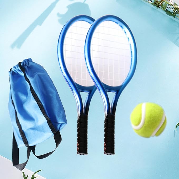 Mini Tennis Racket and Ball Set Mini Tennis Decor Miniature Tennis Kit Adults, Blue