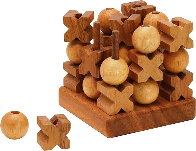 BSIRI 3D Wooden Tic Tac Toe Rustic Coffee Table Decor Unique Gifts for Special Occasions Fun for All Ages in Strategic Game Night Family Games