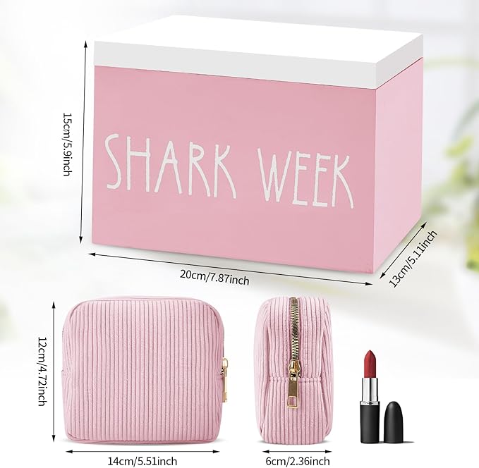 BORAENDEY Tampon Holder and Feminine Products Organizer for Bathroom, Shark Week Storage, Dispenser, Farmhouse Container, Accessories Box for Girl Stuff