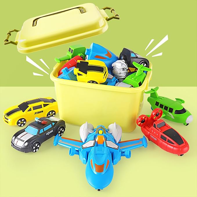 5-in-1 Magnetic Vehicles Playset Toy, Transform to Robot, Mix & Match Assembling Building Action Figures Kit with Storage Box, Birthday Gift for Kids, Boys & Girls 3 4 5 6 7 Year