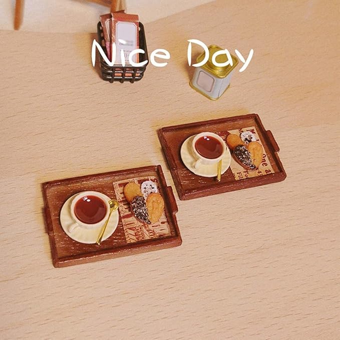 Miniature Afternoon Tea Set Dollhouse Decoration, 1:12 Miniature Coffee Mugs Dessert Model Miniatures Decor for Miniature Dollhouse Accessories