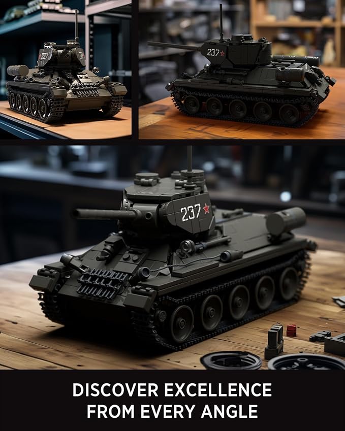 Nifeliz T34/85 Tank, WW2 Military Tank Building Set for Adults, Collectible Army Model to Build and Display, Gift Ideal for Military Fans (818 PCS, NF10270)