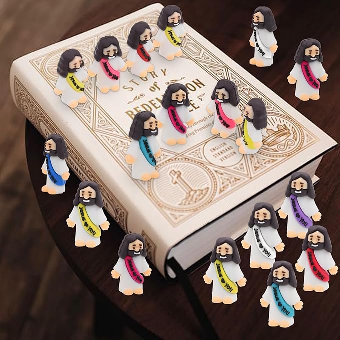 210 Pack Little Jesus Figurines in Bulk, Pocket Jesus Loves You, Jesus Small Figures, Little Tiny Jesus Figures for Church Christmas Party Favors Baptism Gifts