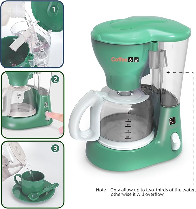 Play Kitchen Toys, Pretend Play Kitchen Appliances Toy Set with Coffee Maker, Mixer, Toaster with Realistic Lights& Sounds, Birthday Gift for Kids Ages 3-5 4-6 6-8 (Green)