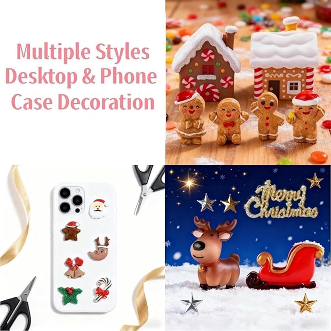 111PCS Mini Christmas Figurines Set, Hand-Painted Resin Miniatures for Crafts, Snow Globe Filler & Christmas Village Accessories, Santa Claus & Snowman Figurines, Trees, Stars, Gingerbread