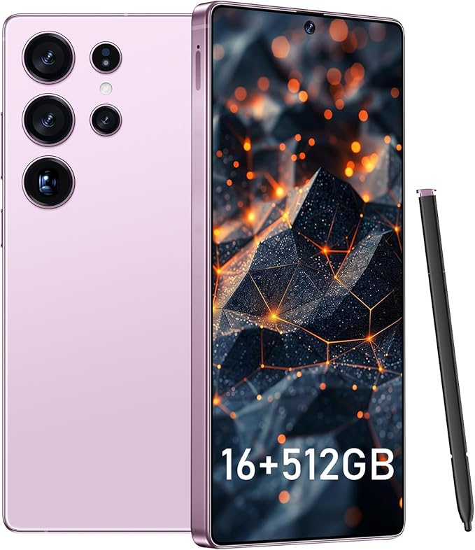 BDWJW I25 Ultra Smartphone 16GB+512GB Android 14 Smartphone, 6.99" FHD+ Display, 7000mAh Battery, 108MP+68MP Dual Camera, Built-in Pen Stylus, Fast Performance Large Memory (Pink)