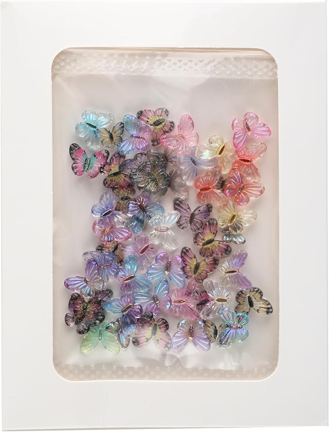 YTaraHub 60Pcs Resin Butterflies 3D Miniature Dollhouse Accessories, Waterproof Tiny Charms for Fairy Garden, Scrapbooking & DIY Crafts with Window Envelope Packaging (Assorted Colors)