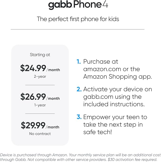 Gabb Phone 4: The Perfect First Phone for Kids - Safe Apps, No Social Media/Internet Browser, GPS Tracking, Parental Controls, Talk & Text, 30 Activation Fee