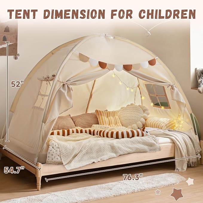 Sherilyn Full Size Bed Canopy Toddler Bed Tents for Kids Dream Tent on Bunk Bed Privacy Space Blackout Sleeping Playhouse Tents Indoor Portable Drafty House for Boys Girl Birthday Gift