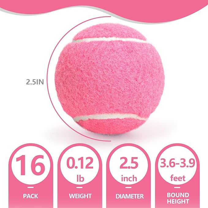 PoyPet 16-Pack Tennis Balls Bulk for Practice,Training and Beginners | Ideal for Dog Fetch,Chew and Play