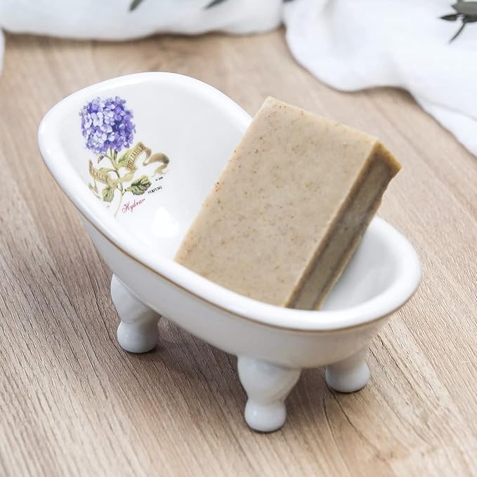 1 Piece 5.6" Ceramic Mini Clawfoot Slipper Bathtub Soap Dish Vintage Decortative Soap Dish
