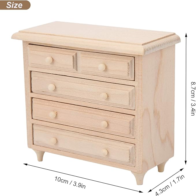 1:12 Wooden Table Square 8 Button Dollhouse Movement Cabinet Sleeping Cabinet Mini Furniture Solid Wood Miniature Model Beautiful Color Kit Handcraft DIY Model Gift Supplies Accessories