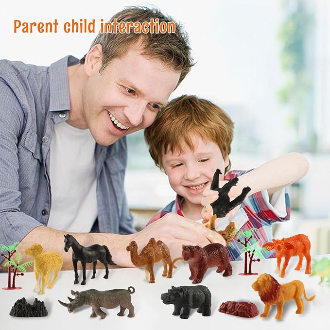 30-Piece Safari Animals Figures Toys Set for Kids -6-Inch Realistic Jumbo Wild Zoo Animals, Plastic African Wild Zoo Playset with Metal Storage Box Educational Learning Playset for Kids 3-5-7