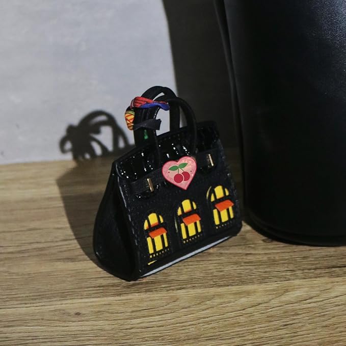 Buyborgood 2 PCS Women Mini Backpack Keychain Accessories Key Pouch Holder Coin Purse Bag Charm Wallet (Black + Yellow)